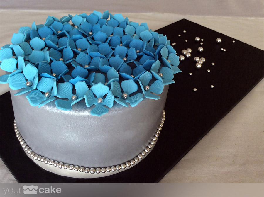 Mini tarta flores azules - Foto Mini 1